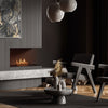 Inzet bio-ethanol haard die een warme ambiance creëert, perfect geïntegreerd in een modern interieur.
